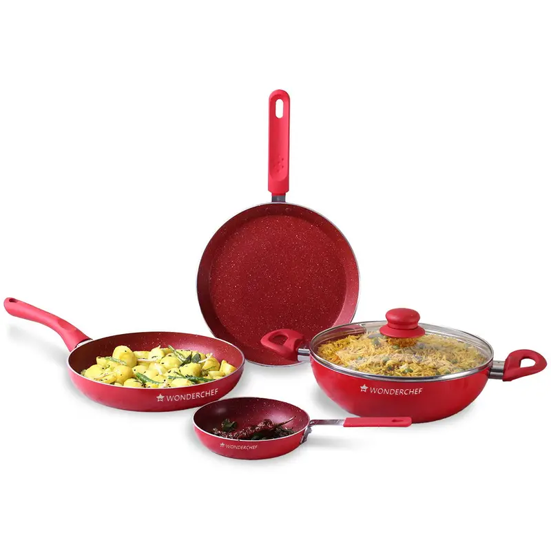 Royal Velvet 5-Piece Non-Stick Cookware Set – Induction-Ready, PFOA-Free, Soft-Touch Handles