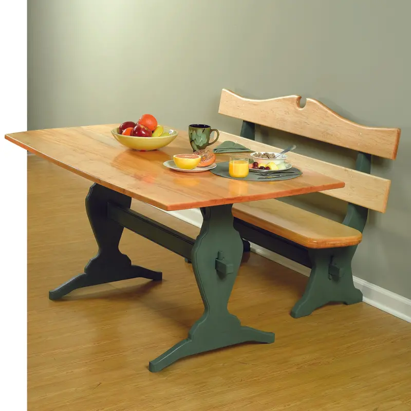 Rustic Trestle Dining Table and Matching Benches Plan (Printable PDF)