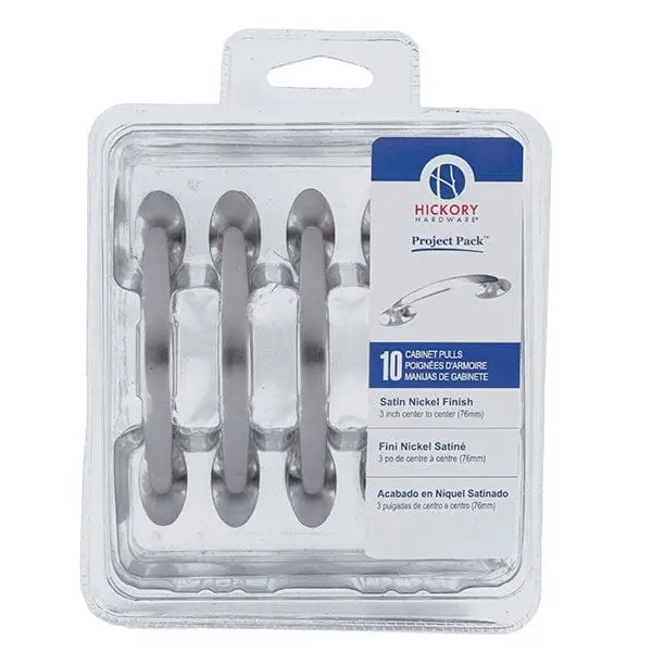 Satin Nickel Luna Cabinet Pull Pack – 3″ Length, 10-Piece Project Kit