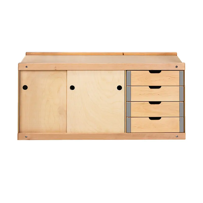 Scandinavian-Style Bench with Integrated Storage Cabinet