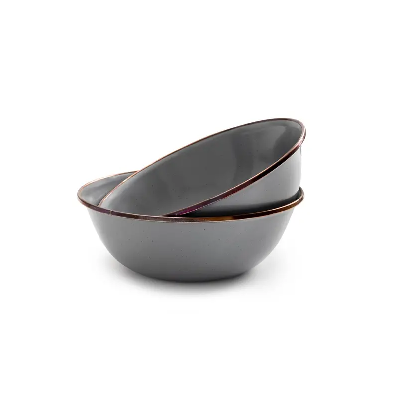 Slate Gray Enamel Bowl Set – Indoor & Outdoor Use