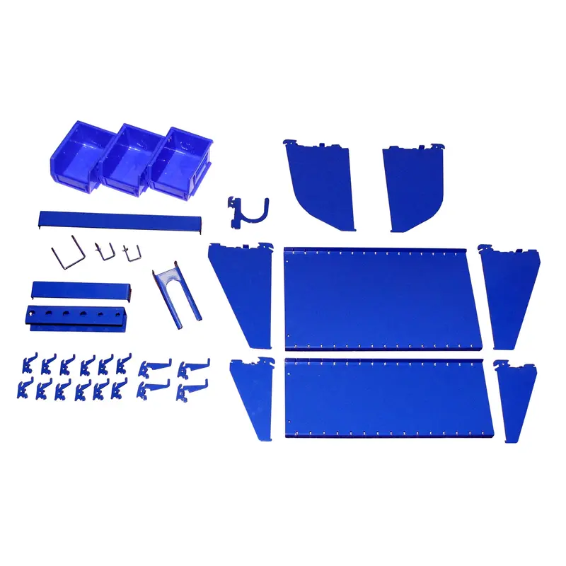 Slotted Tool Board Accessory Kit – Blue Components for Wall-Mount Pegboard Systems