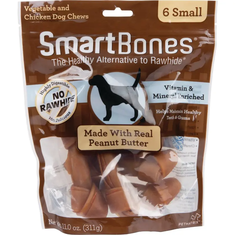 Smartbone Peanut Butter Chew Bones For Small Dogs – 6-Pack 1