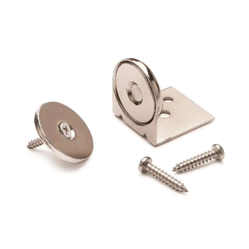 Stainless Steel Magnetic Cabinet Latch with Mounting Bracket – 1″ Diameter, 40 lb Holding Force