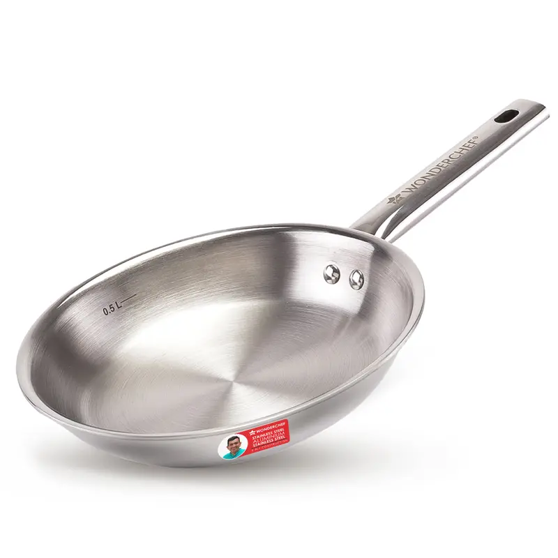 Stella Triply Stainless Steel 20 cm Fry Pan – 1L, Non-Toxic, Induction-Ready, 10-Year Warranty