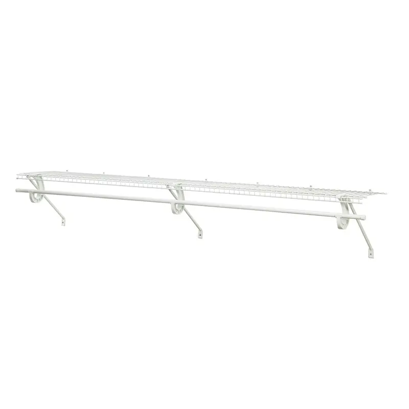 SuperSlide Ventilated Closet Shelf Kit – 72″W x 12″D with Hang Rod, White Finish