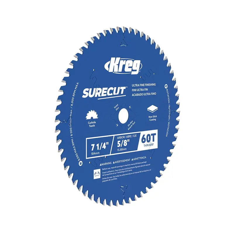 SureCut 7-1/4″ 60-Tooth Ultra-Fine Finishing Circular Saw Blade