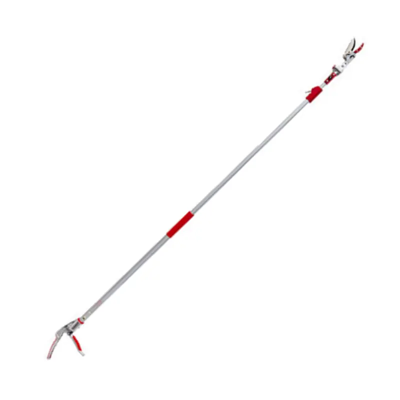 Telescoping Pivot-Head Pruner with Cut-and-Hold Mechanism