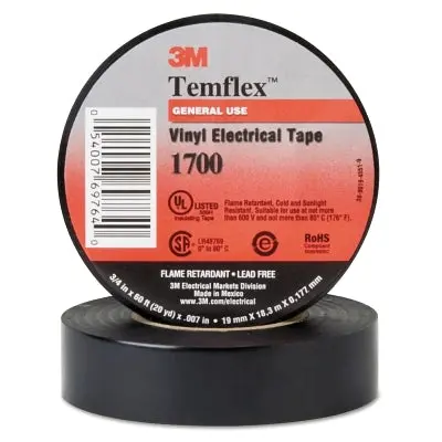 Temflex Friction Tape for Wire Harnessing – 3/4 in x 60 ft, 13 mil Black