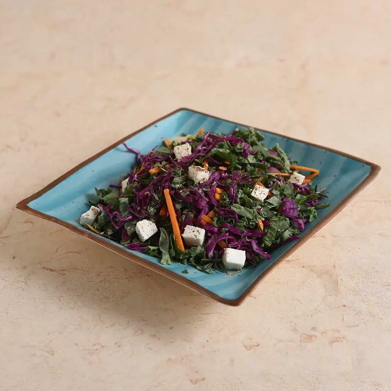 Teramo Blue Stoneware Square Serving Platter – 8-inch Handcrafted Ceramic Dish