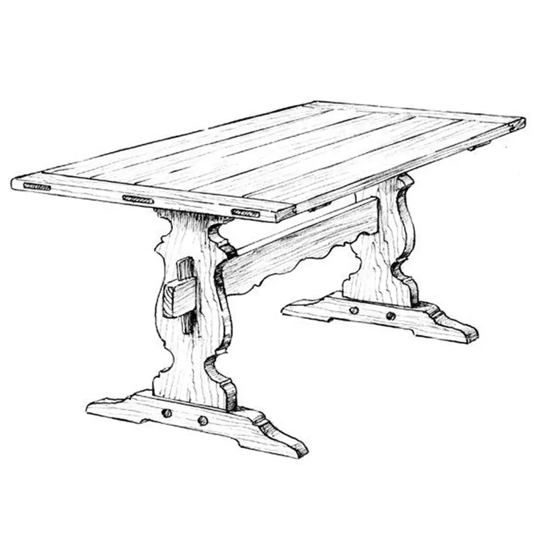 Trestle Dining Table Woodworking Plan – Printed Guide