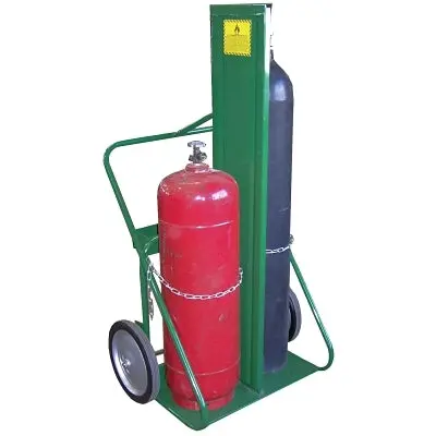 Two-Cylinder Transport Cart — 9-1/2″ to 12-1/2″ Capacity, 14″ Semi-Pneumatic Wheels, Integrated Firewall