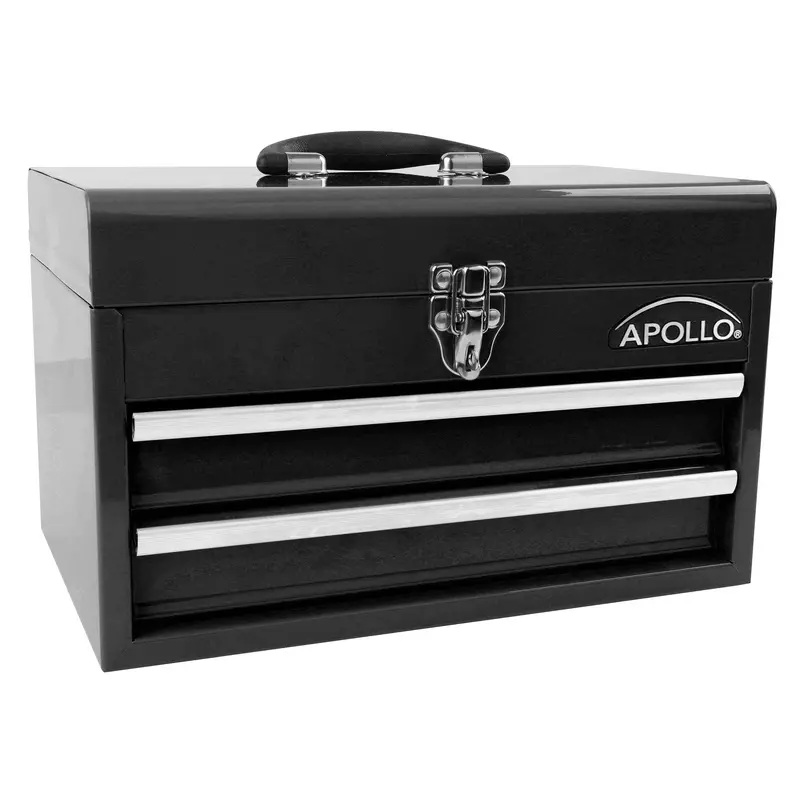 Two-Drawer Black Steel Storage Chest for Tools & Hardware