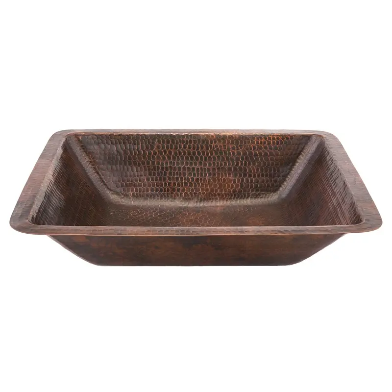 Undermount Hammered Copper Rectangle Bathroom Sink