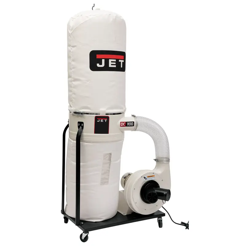 Vortex Cone Dust Collector – 1.5 HP Single-Phase, Dual-Voltage (115/230V) with 30-Micron Bag Filter Kit (DC-1100VX-BK)