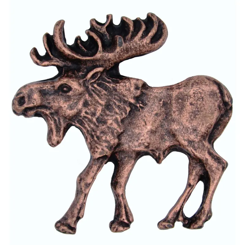 Walking Moose Cabinet Pull – Left-Hand Antique Copper, Model 002AC