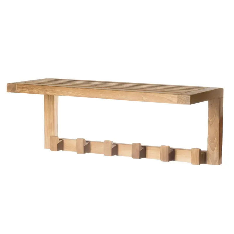Wall-Mounted Shelf with Integrated 6-Hook Organizer