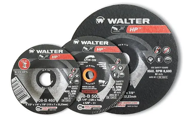 Walter 08B410 HP Type 27 Grinding Wheel – 4 in. x 1/4 in. x 3/8 in.