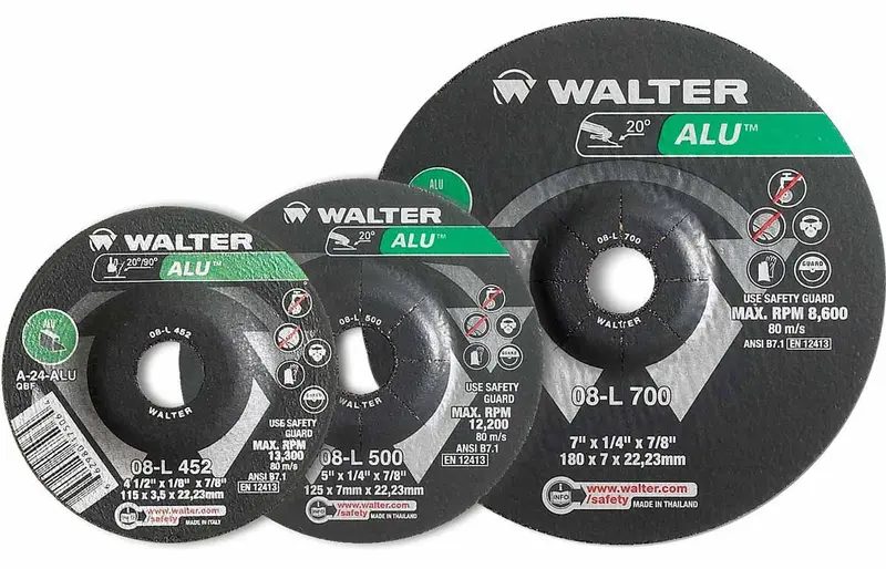 Walter 08L455 4.5″ x 1/4″ Aluminum-Specific Spin-On Grinding Wheel