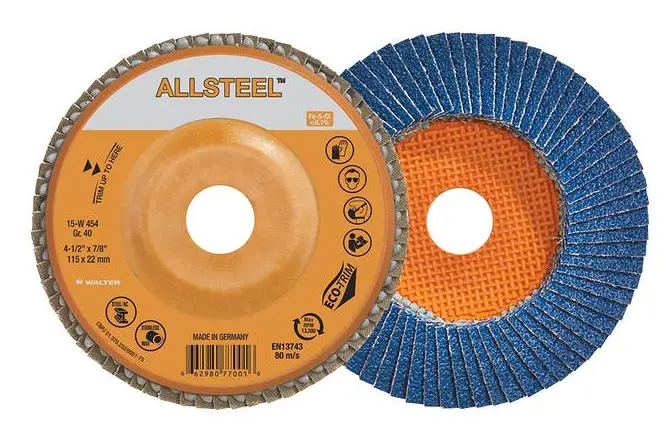 Walter 15W708 7-Inch ALLSTEEL™ Flap Disc – 7/8-Inch Hub, 80-Grit Versatile Grinding