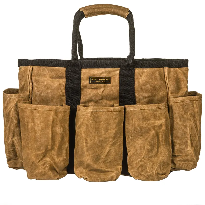 Waxed Canvas 14-Pocket Tool Supply Bag – 16 oz, 14″ × 5″ × 11.5″