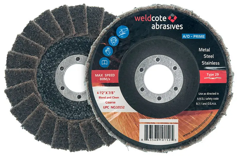 Weldcote T29 Blend & Clean Wheel – 4.5″ x 7/8″, Coarse Brown Abrasive