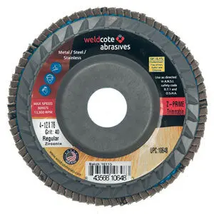 Weldcote Zirconia Trimmable Flap Disc – 4 1/2″ x 7/8″, 60-Grit, High-Performance