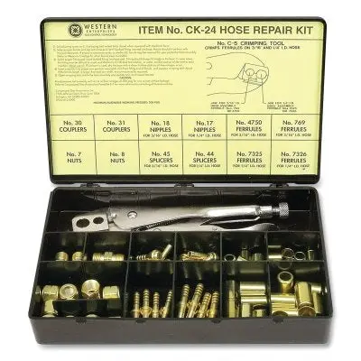 Western Enterprises Hose Repair Kit – Includes C-5 Crimp Tool and A/B-Size Fittings for 3/16″ ID Hose