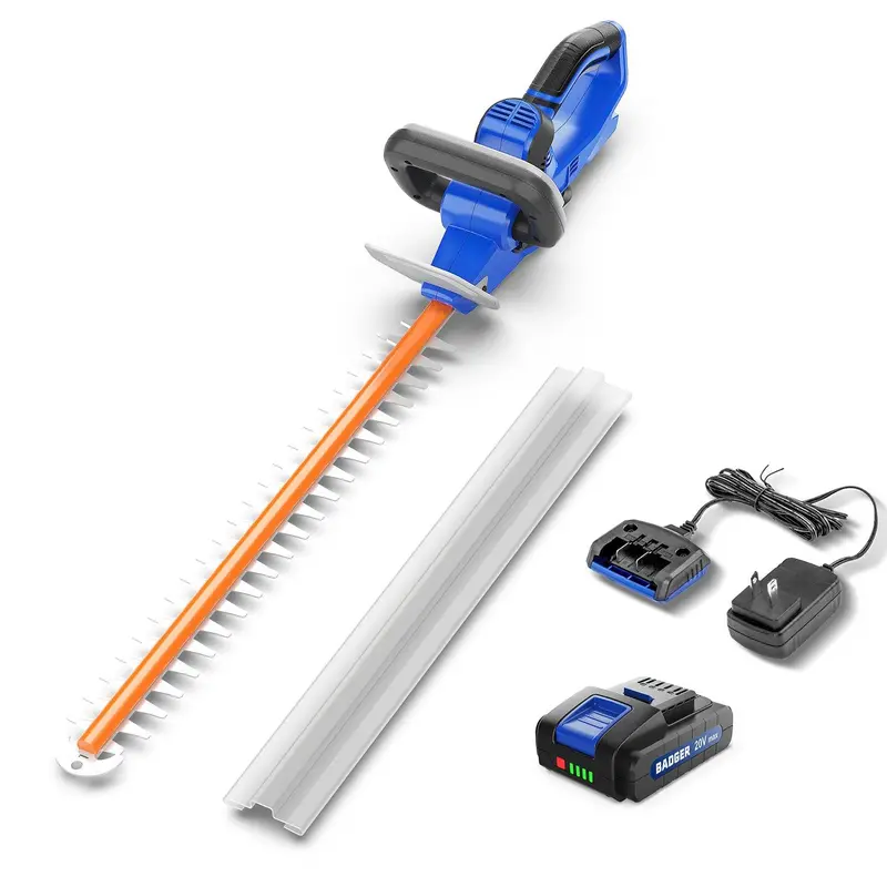 Wild Badger 20V 22-Inch Cordless Hedge Trimmer – Upgraded Guard & Bumper, Lightweight Build with 2.0Ah Battery and Charger