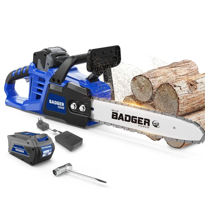 Wild Badger 40V 16-Inch Cordless Brushless Chainsaw – 7500 RPM Motor, 4.0Ah Battery Included