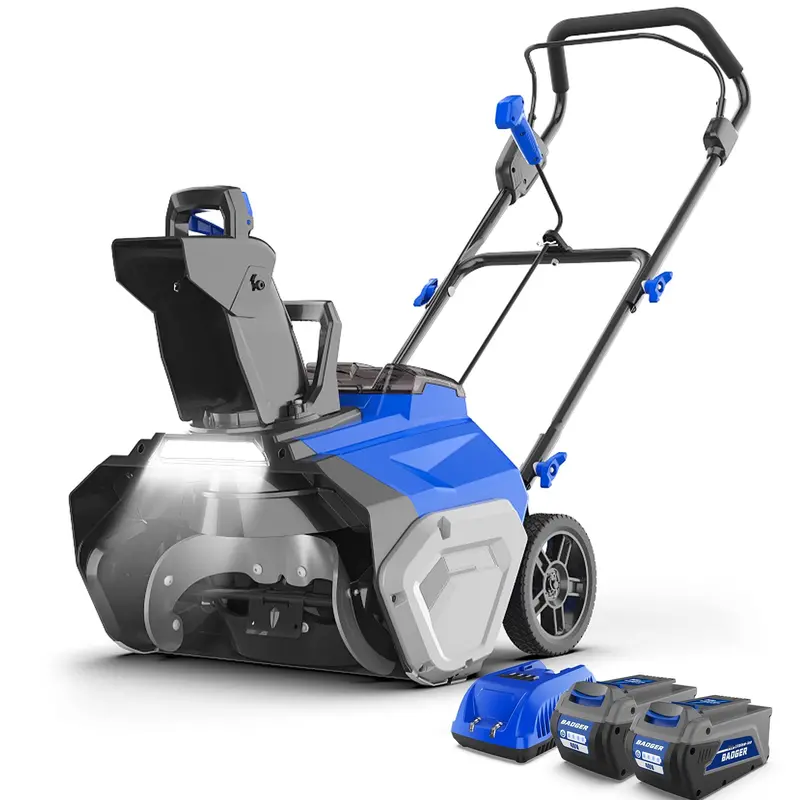 Wild Badger ProLine 40V 20-Inch Cordless Snow Blower – Single-Stage, 26-Foot Throw Distance, LED Lights, Lightweight Design with Dual 4.0Ah Batteries & Fast Charger
