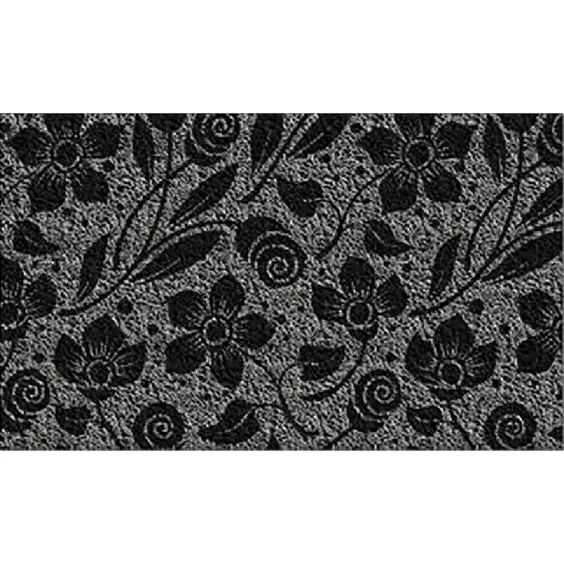 Americo Home Front Runner Indoor/Outdoor Mat – Gray Floral & Swirl Design (18 In. X 30 In.) 1