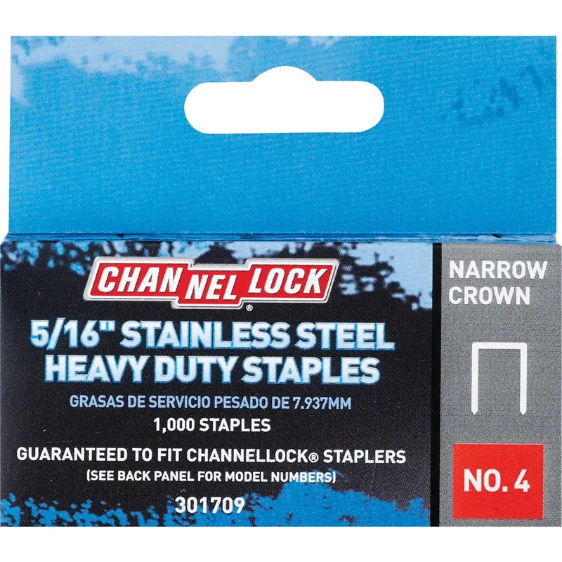 Channellock Stainless Steel Narrow Crown Staples – 5/16-Inch, 1000-Pack 1
