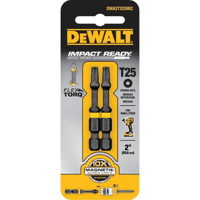 Dewalt Flextorq T25 Torx Impact Screwdriver Bit Set – 2-Inch, 2-Pack 1
