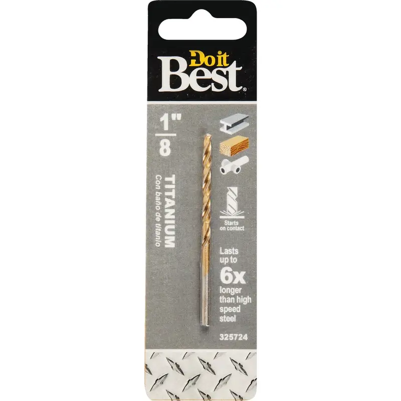 Do It Best Titanium-Coated Drill Bit – 1/8" Diameter, High-Speed Steel Core 1