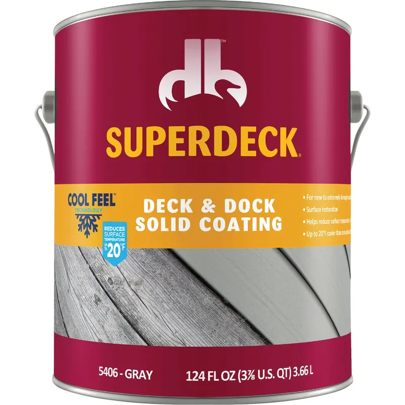 Duckback Superdeck Cool Feel Stain – Gray Tinted Deck & Dock Finish, 1 Gallon 1