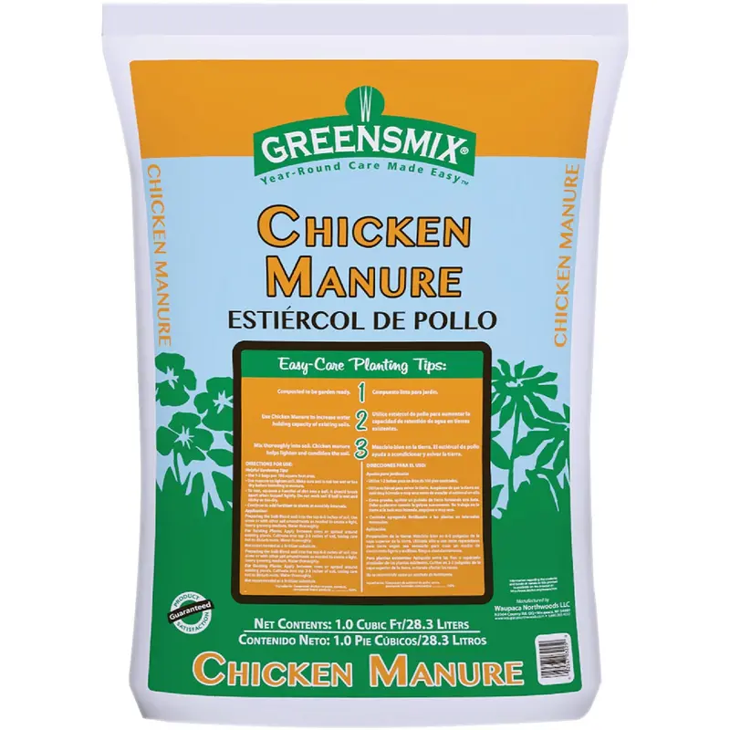 Greensmix Chicken Manure Fertilizer – 36-Pound Bulk Bag, 1 Cubic Foot Volume 1