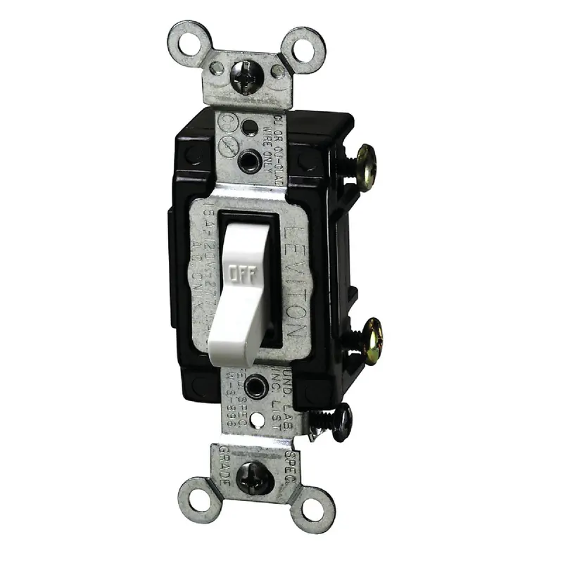 Leviton 15-Amp Commercial-Grade Single-Pole Toggle Switch – White 1
