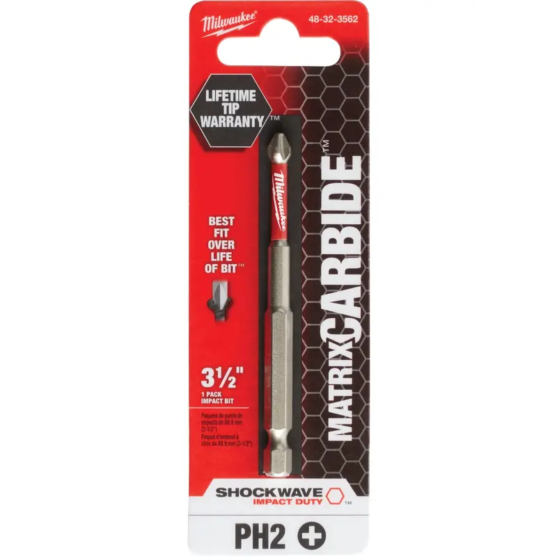 Milwaukee Shockwave Matrix Carbide Phillips #2 Impact Bit – 3.5" Heavy-Duty Screwdriver 1