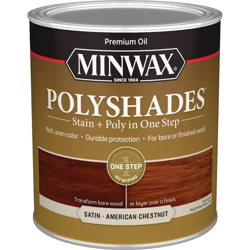 Minwax Polyshades Satin Finish – American Chestnut Stain + Polyurethane Combo, 1 Quart 1