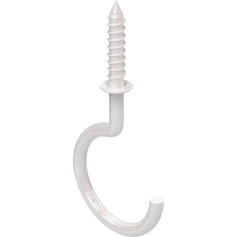 National 2-Pack White Vinyl-Coated Ceiling Mount Hooks 1