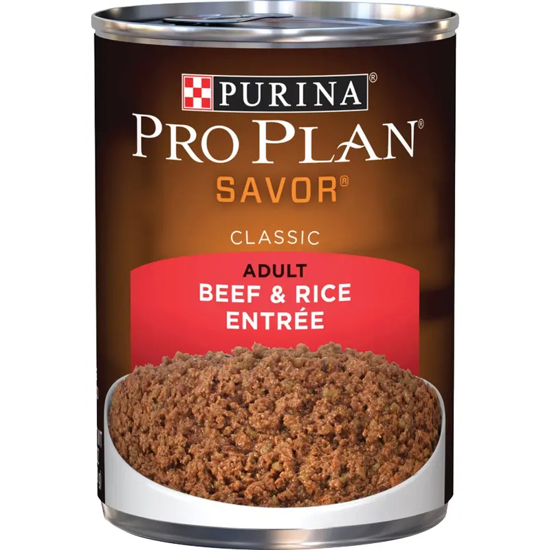 Purina Pro Plan Savor Wet Dog Food – Beef & Rice Recipe, Adult Formula, 13 Oz Can 1