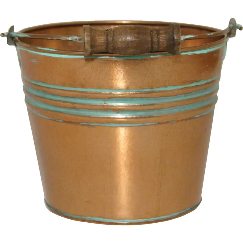 Robert Allen Vintage-Style 6-Inch Copper-Banded Galvanized Metal Planter 1
