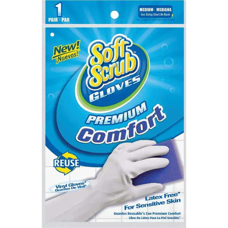 Soft Scrub Premium Vinyl Rubber Gloves – Medium Fit, Comfort Grip Design 1