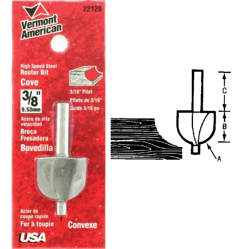 Vermont American Cove Router Bit – 1-1/4-Inch Carbide-Tipped Cutting Edge 1