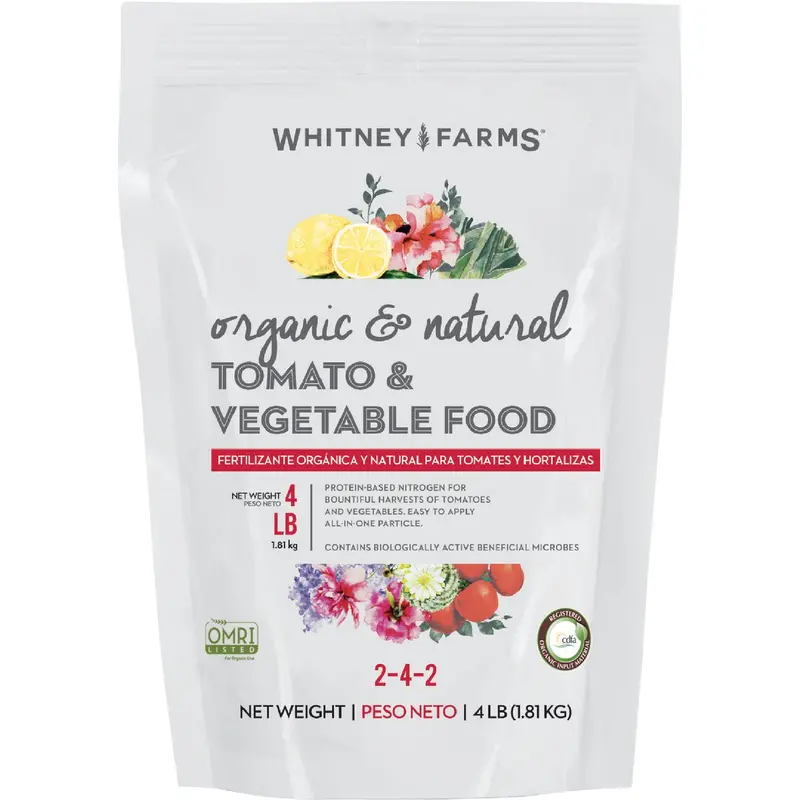 Whitney Farms Organic Tomato & Vegetable Fertilizer – 4 Lb Natural 2-4-2 Dry Plant Food 1